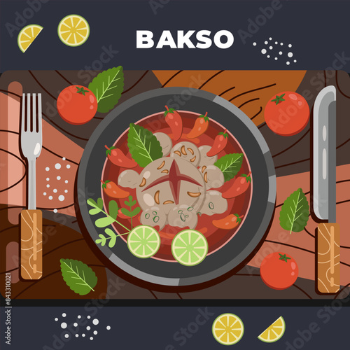 Bakso sambal traditional food of Indonesia 