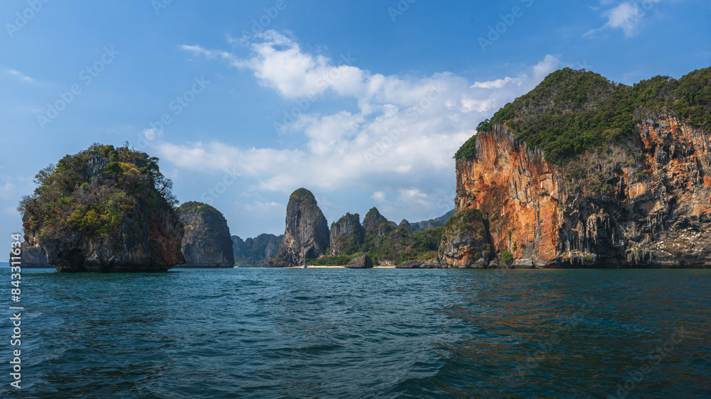 longtail boat trip to ko poda and chicken island in krabi in thailand
