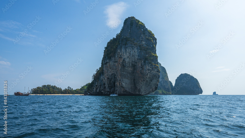 longtail boat trip to ko poda and chicken island in krabi in thailand