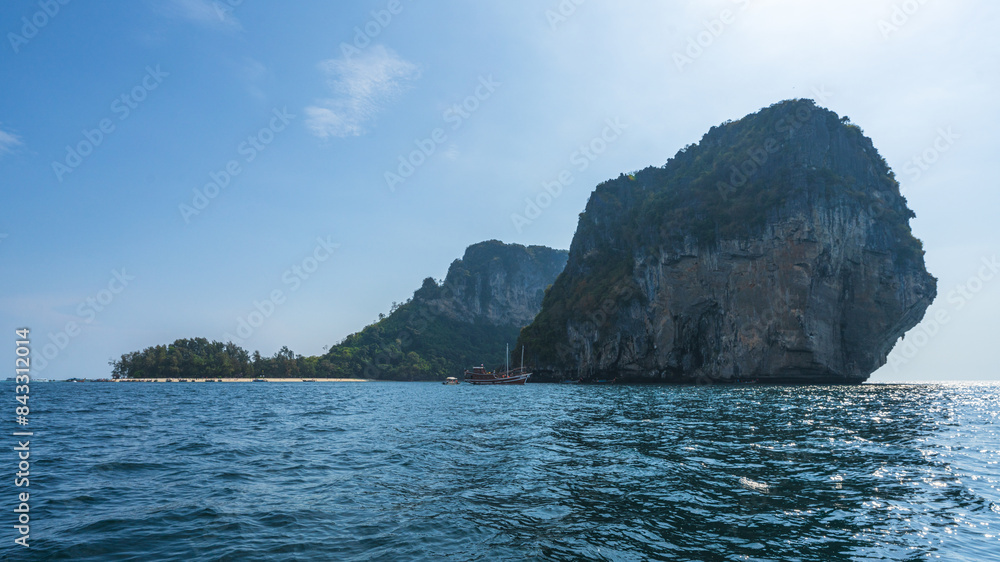 longtail boat trip to ko poda and chicken island in krabi in thailand