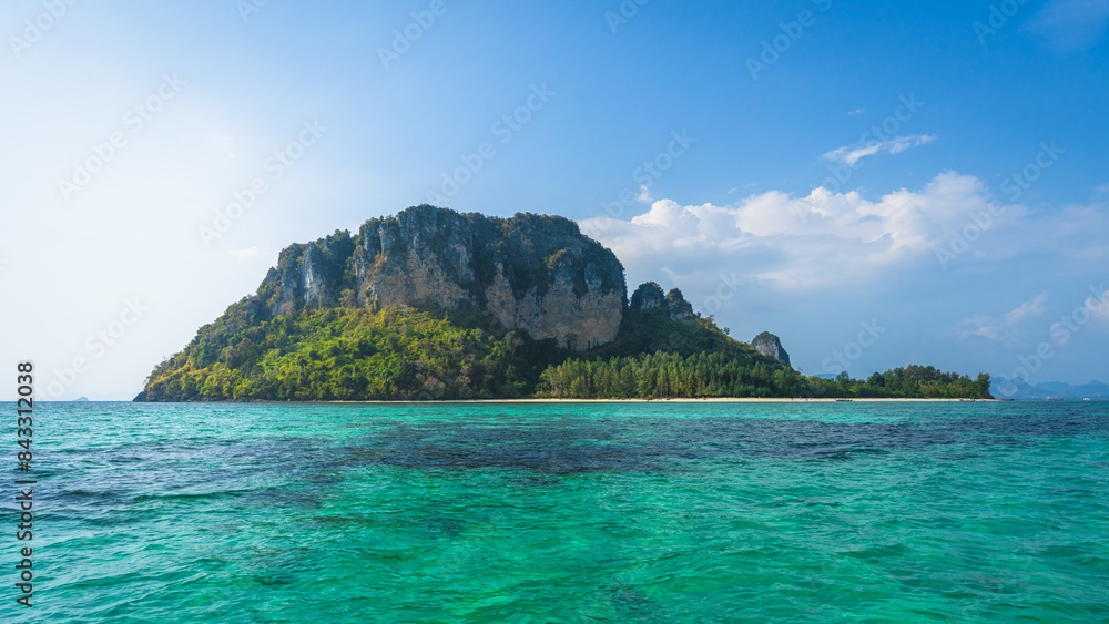 longtail boat trip to ko poda and chicken island in krabi in thailand