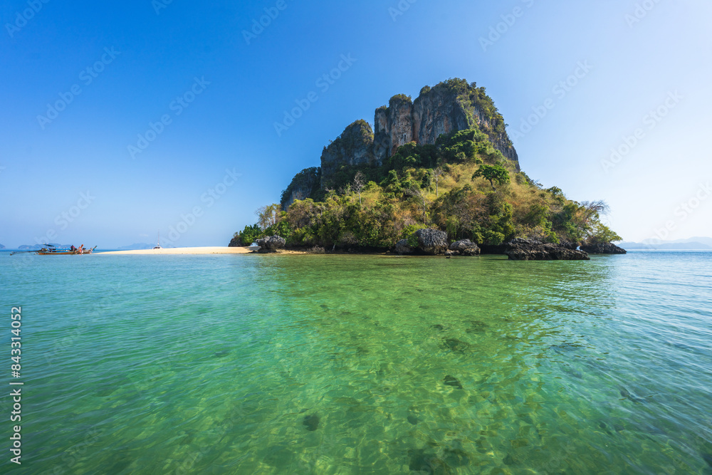 longtail boat trip to hong island at than bok khorani national park krabi in thailand