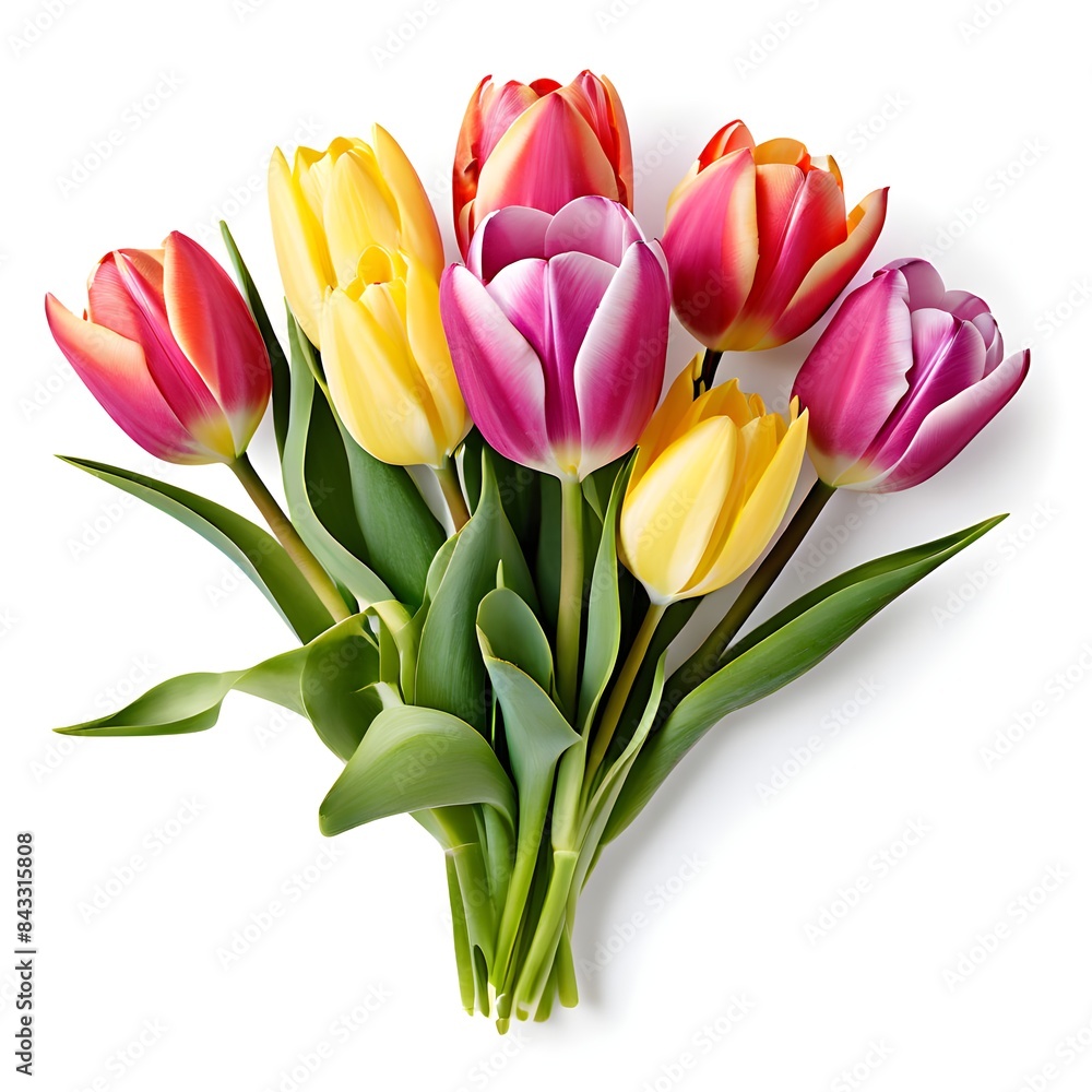 Obraz premium beautiful tulip Flower bouquet for wedding, isolated on white background