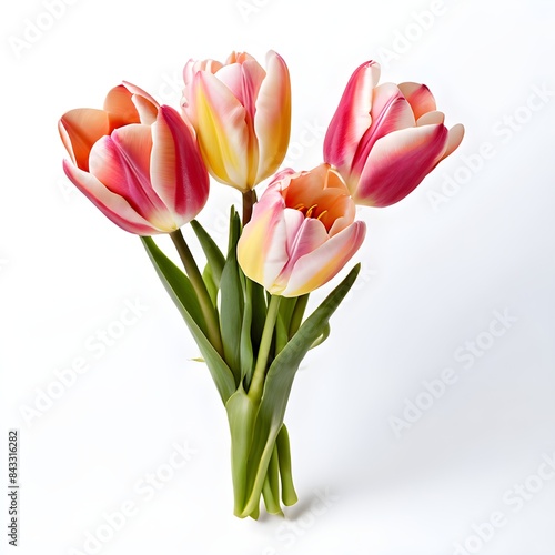 beautiful tulip Flower bouquet for wedding, isolated on white background