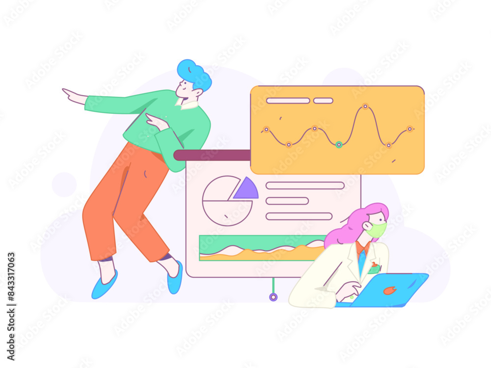 Flat vector illustration of business people operating work scene
Flat vector illustration of business people operating work scene