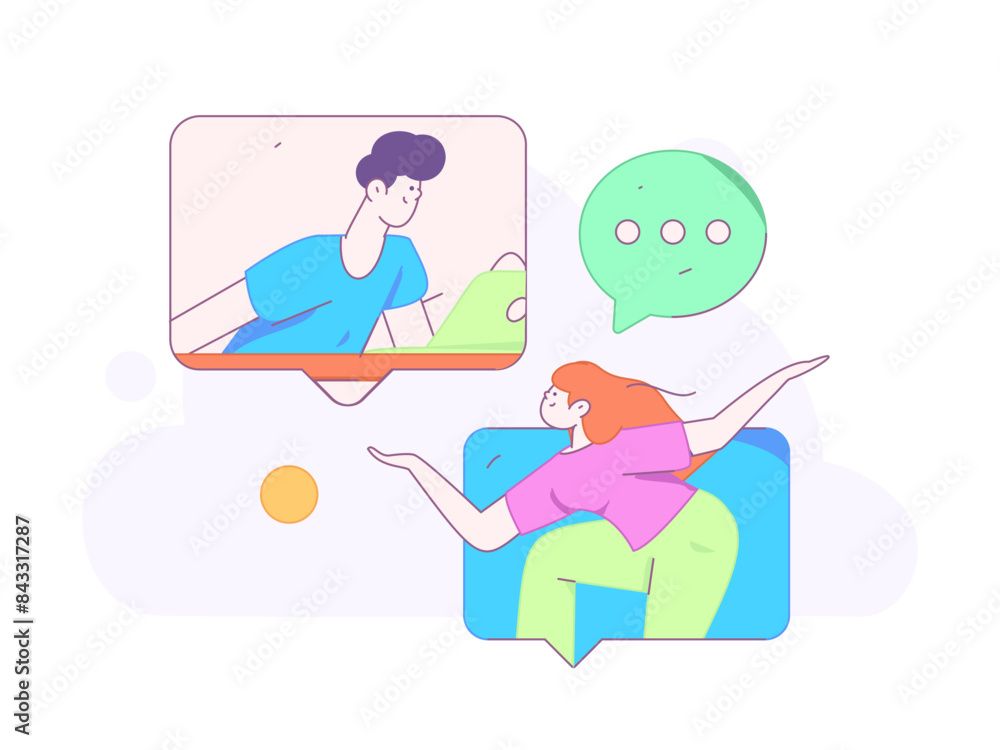 Fototapeta premium Flat vector illustration of business people operating work scene 