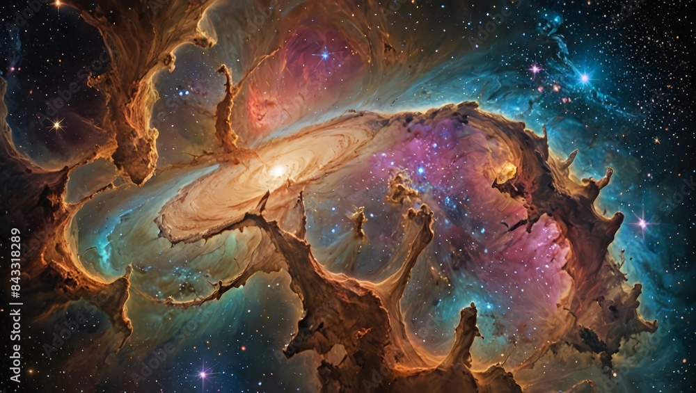 Naklejka premium Cosmic Dance of Stars and Nebulae