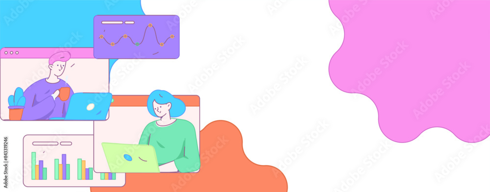 Flat vector illustration of business people operating work scene
Flat vector illustration of business people operating work scene