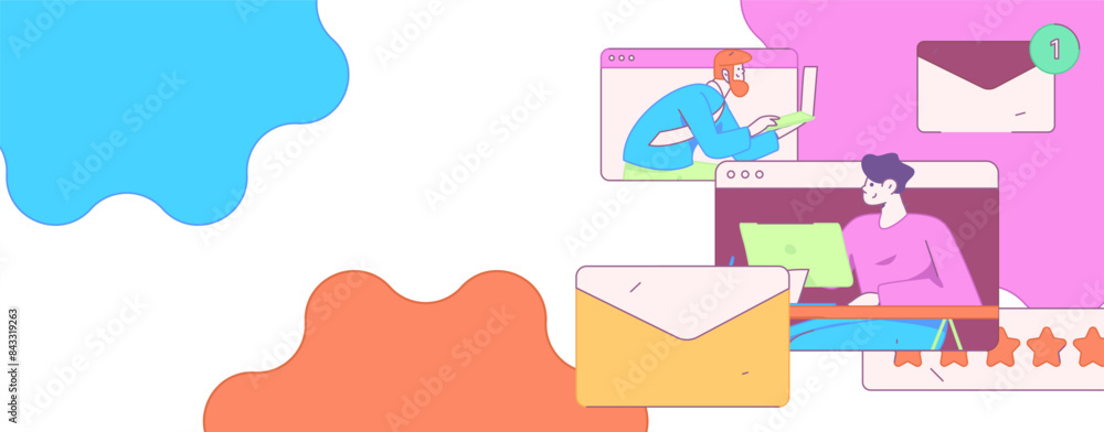 Flat vector illustration of business people operating work scene
Flat vector illustration of business people operating work scene