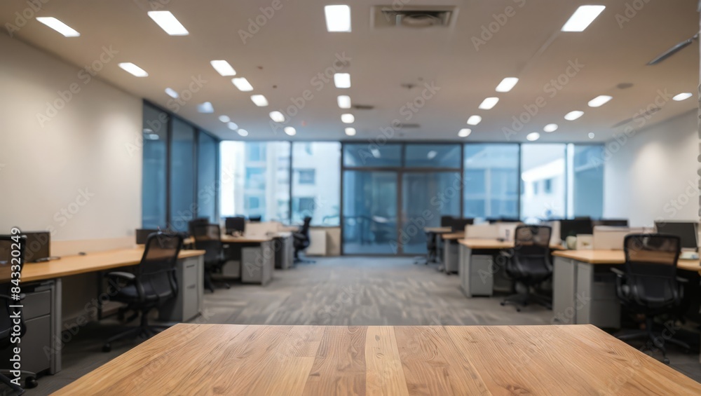 Empty Office Desk with Blurry Background Empty Office Desk with Blurry Background