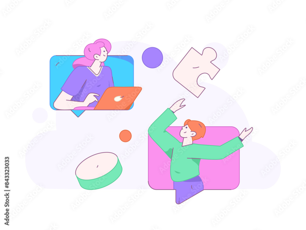 Flat vector illustration of business people operating work scene
Flat vector illustration of business people operating work scene