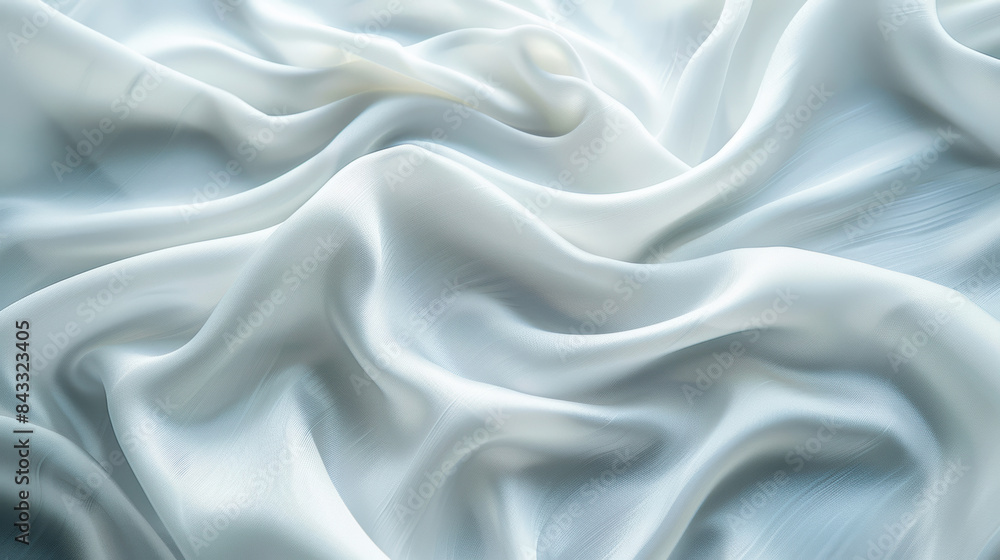 Obraz premium Elegant white silk fabric with smooth, flowing folds creates a luxurious and soft texture, perfect for backgrounds or design projects.