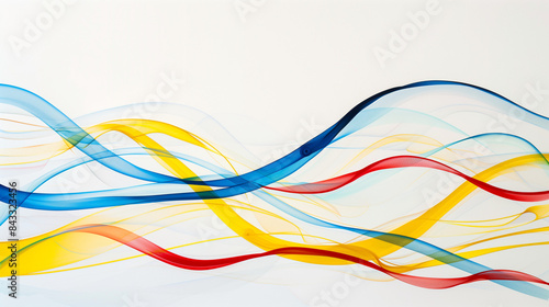 Abstract Colorful Flowing Lines on White Background