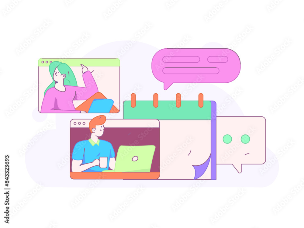 Flat vector illustration of business people operating work scene
Flat vector illustration of business people operating work scene