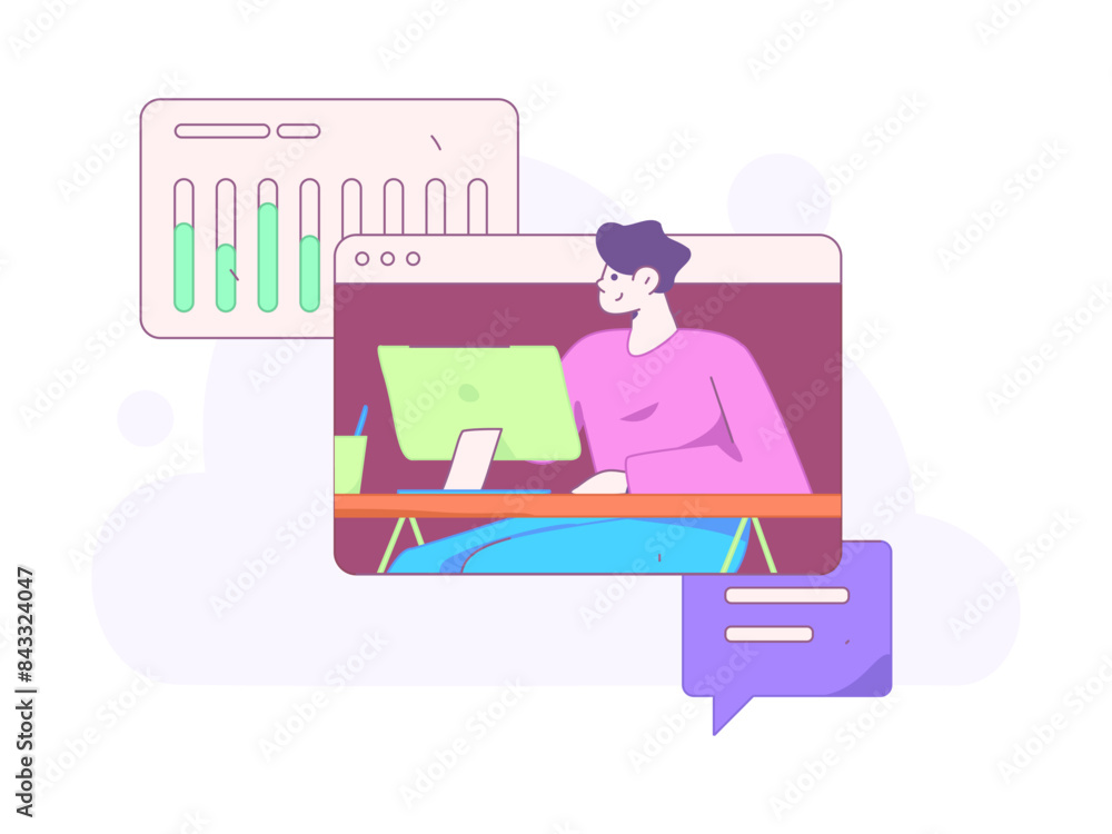 Flat vector illustration of business people operating work scene
Flat vector illustration of business people operating work scene