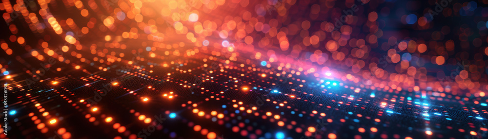 Vibrant digital abstract background with colorful glowing dots and lines on a dark surface, perfect for technology and futuristic themes. Vibrant digital abstract background with colorful glowing dots and lines on a dark surface, perfect for technology and futuristic themes.