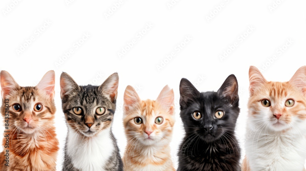 Cats heads on a white background Cats heads on a white background