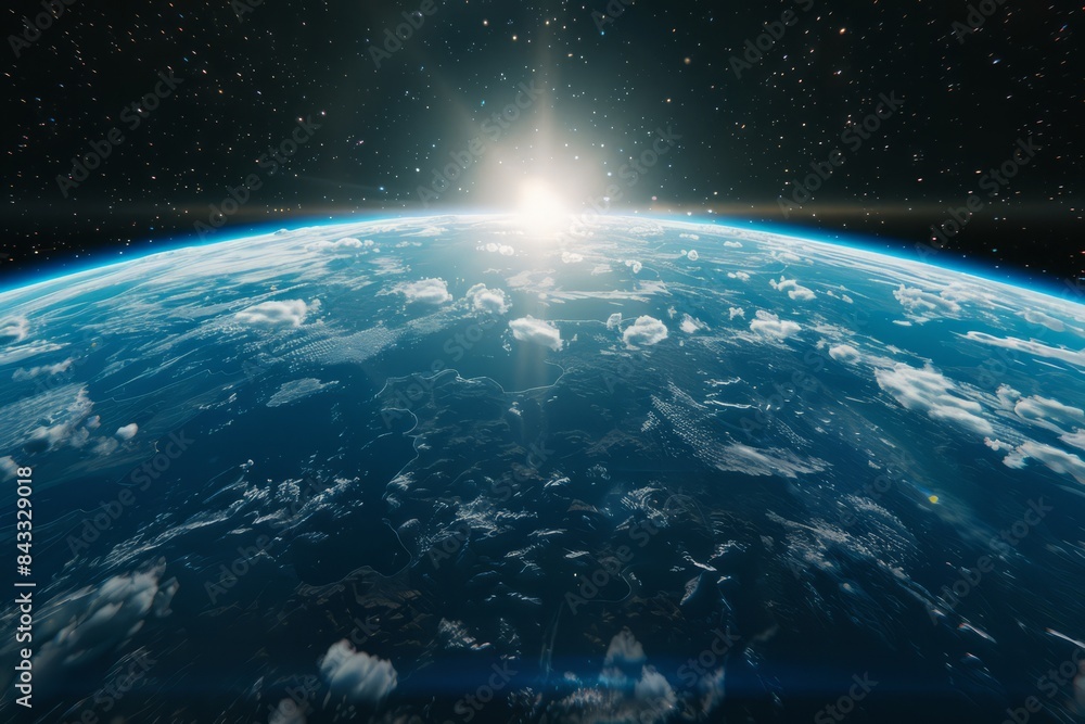 Obraz premium Earth planet viewed from space, 3d render of planet Earth