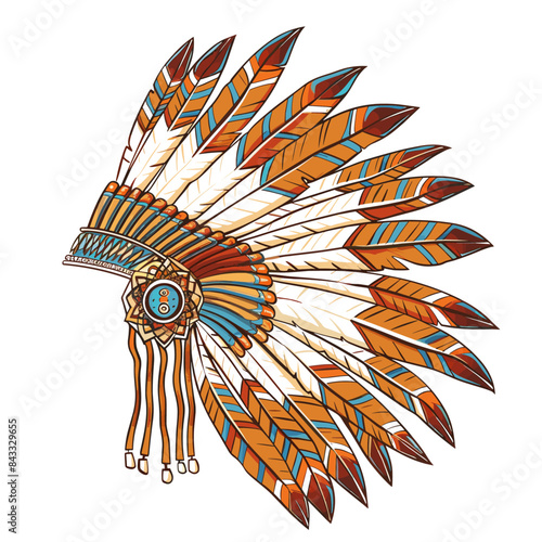 A vector illustration of an Indian feather headdress