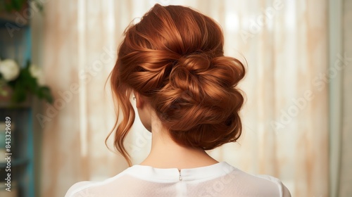 A halfup bun with loose waves photo