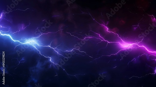 Flash of lightning. Thunder spark with storm clouds background. © Ibnu