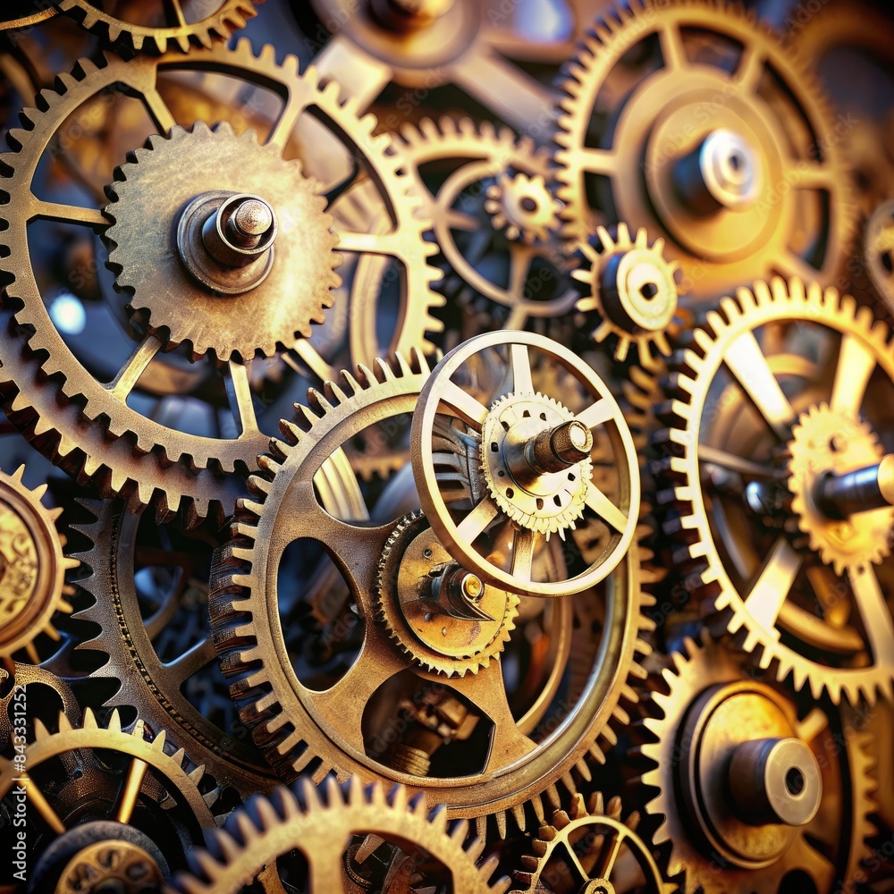 mechanism with gears and cogs, cogs and gears of a clock mechanical ...