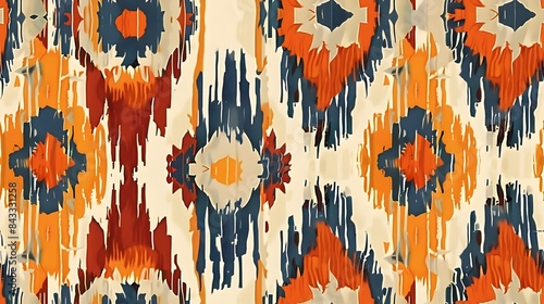 Vibrant Ethnic Tribal Ornate Geometric Mosaic Patterned Fabric Texture Background