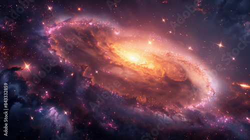 Galactic Spiral Symphony. Spiral galaxy with vibrant colors