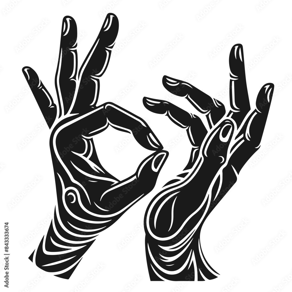 Obraz premium Vector silhouette of a hand gesture isolated on white background