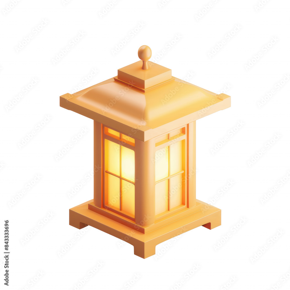 3D illustration of a glowing traditional Japanese lantern with warm light, evoking serenity and cultural ambiance. 3D illustration of a glowing traditional Japanese lantern with warm light, evoking serenity and cultural ambiance.
