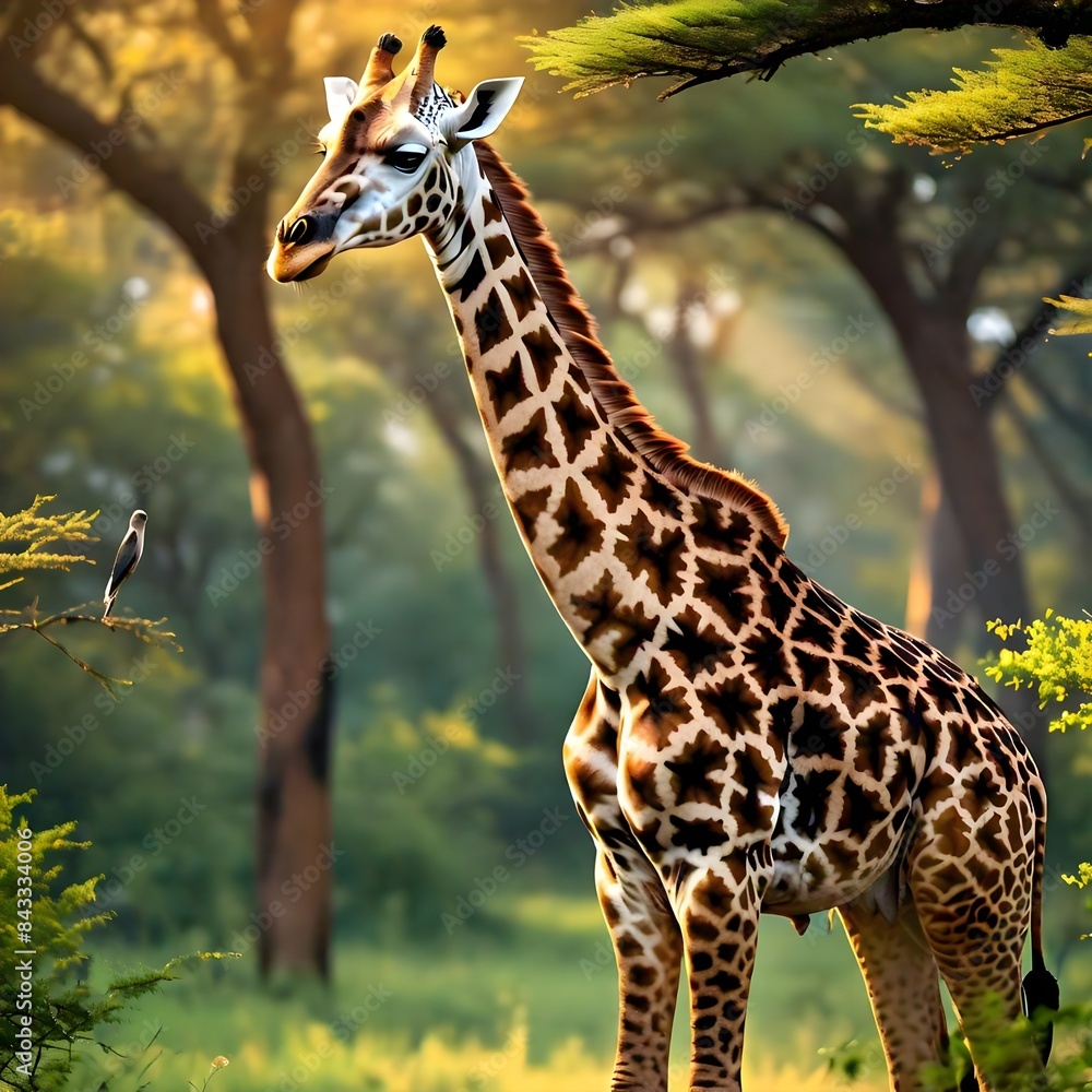 looking at the giraffe bird in the forest looking at the giraffe bird in the forest