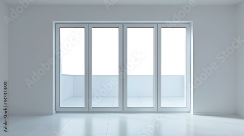 Modern and minimal house window for interior decoration isolated on background, open office glass window frame. on white background