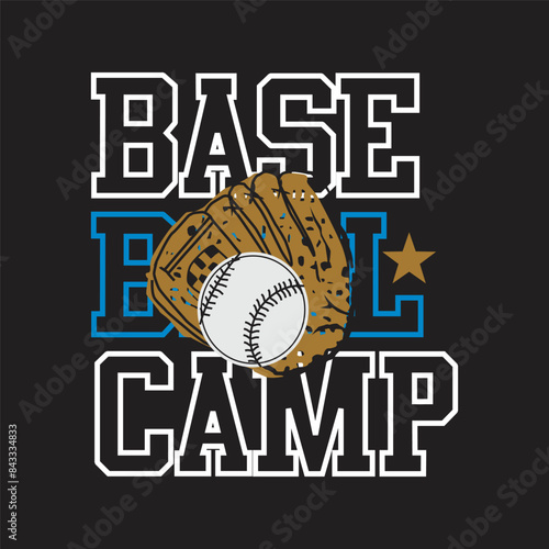 Photography baseball camp sport design typography vector illustration