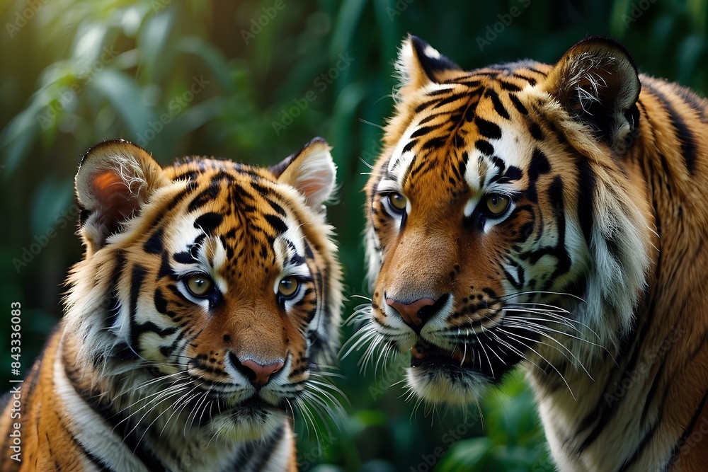 Fototapeta premium tiger with baby 