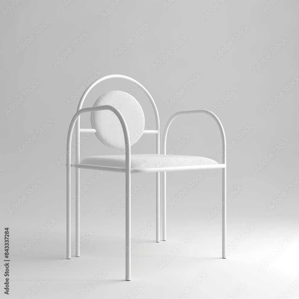 White Minimalist Chair with Arching Arms White Minimalist Chair with Arching Arms