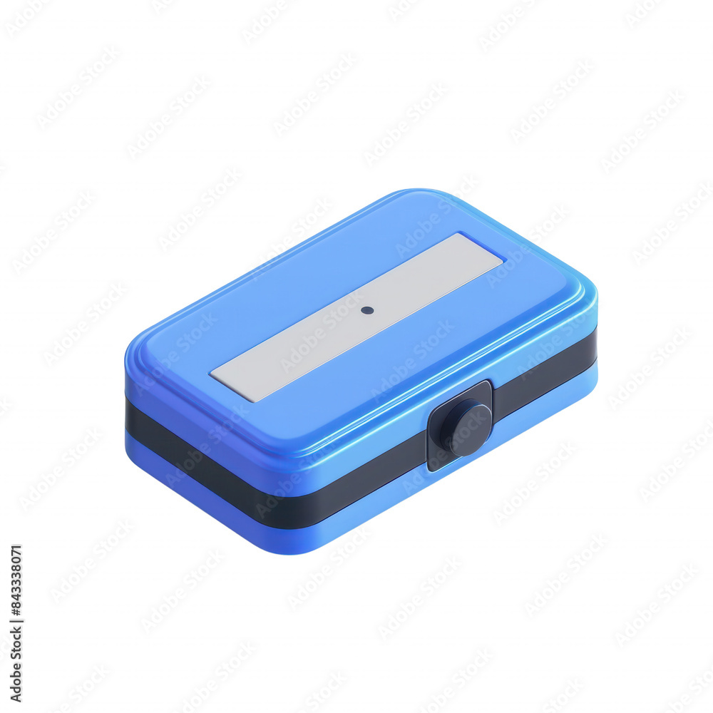 Blue and black electronic device isolated on white background, modern technology, portable gadget, high-quality image. Blue and black electronic device isolated on white background, modern technology, portable gadget, high-quality image.
