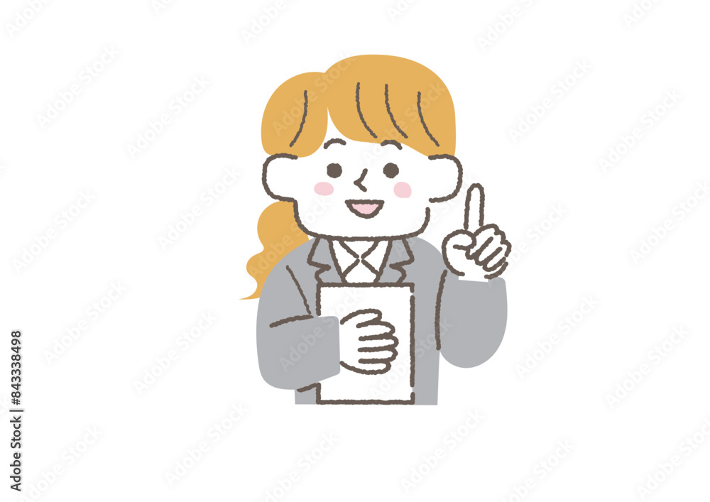 説明をしているビジネスウーマンのイラスト 説明をしているビジネスウーマンのイラスト