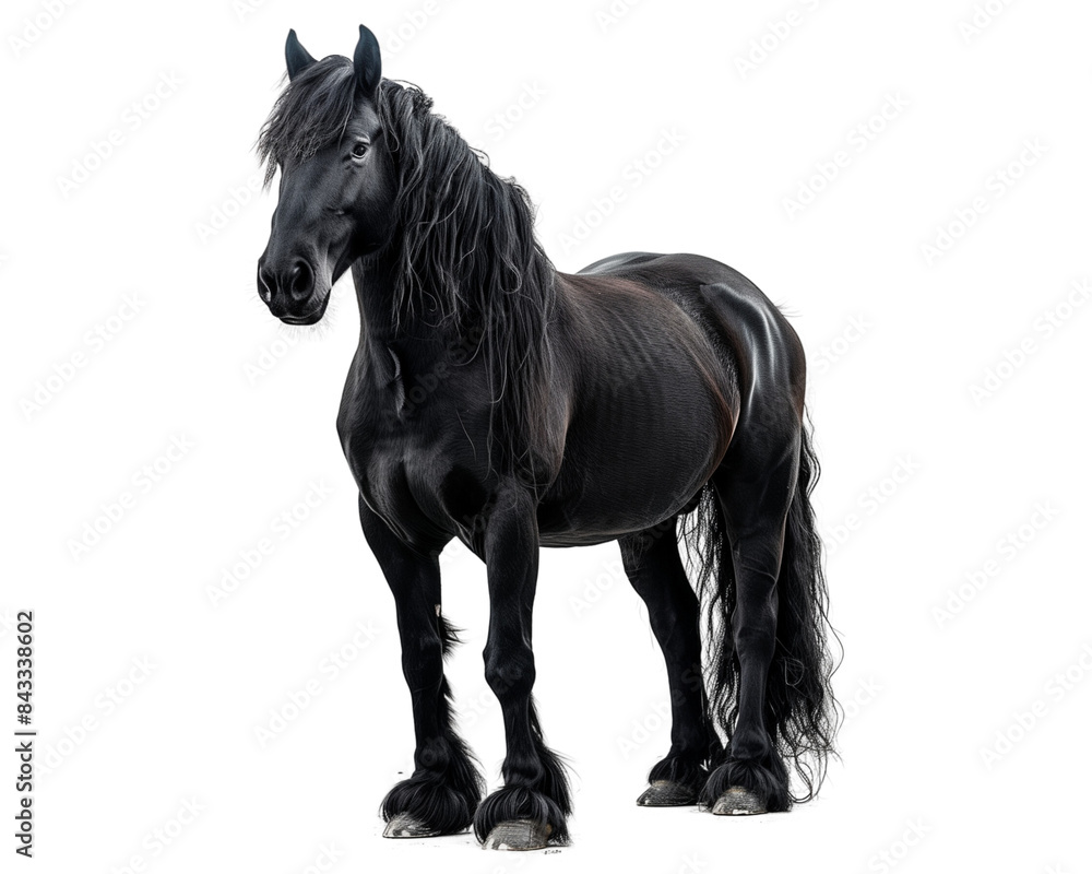 Fototapeta premium Black Friesian Horse on a transparent background PNG