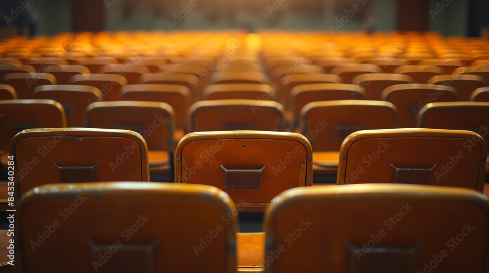 Fototapeta premium Array of Vacant Chairs in the School Auditorium 