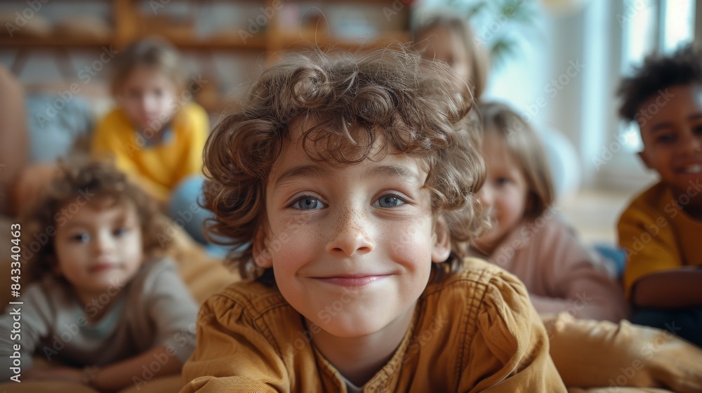A group of children from various backgrounds playing together A group of children from various backgrounds playing together