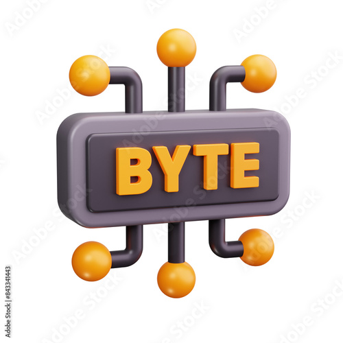 Φωτογραφία byte 3d render icon