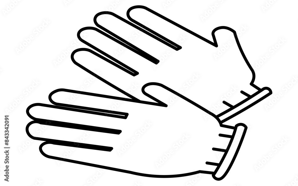 Simple line drawing of emergency kit, white work gloves, isometric illustration Simple line drawing of emergency kit, white work gloves, isometric illustration