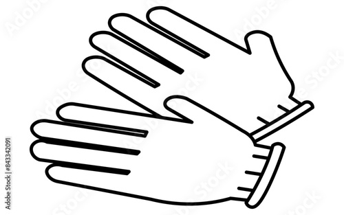 Simple line drawing of emergency kit, white work gloves, isometric illustration