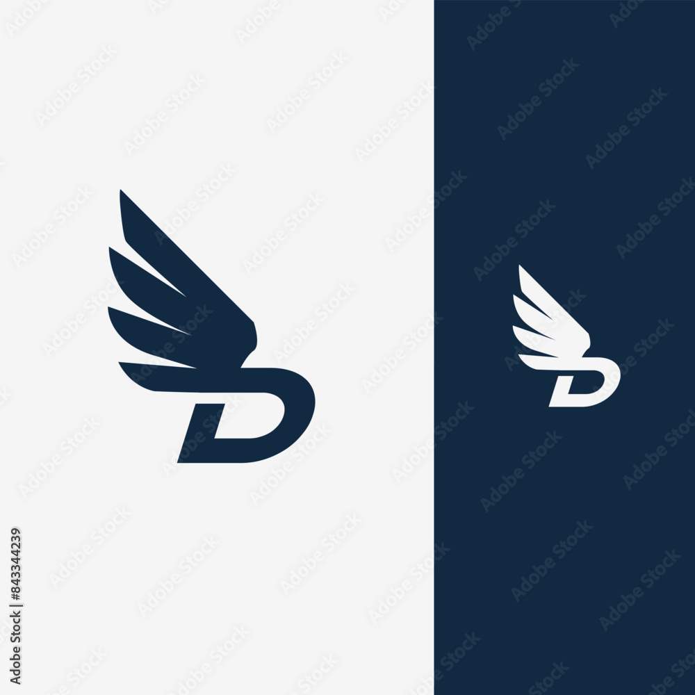 Fototapeta premium Initial D wing for sporty fast design logo vector template