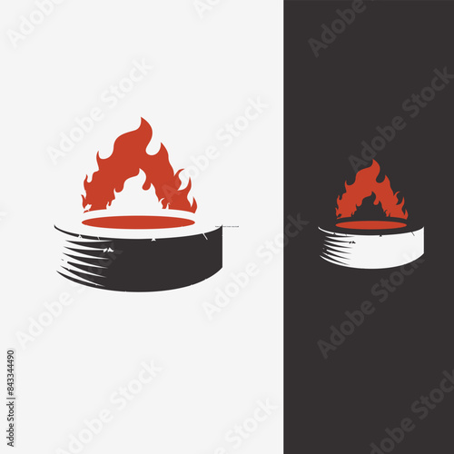 Hot spicy burn Sushi roll logo design vector illustration
