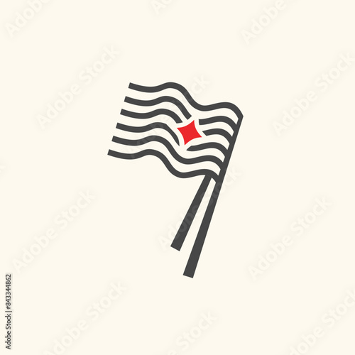 Noodle Ramen pasta Flag creative logo icon template for caffe bussiness