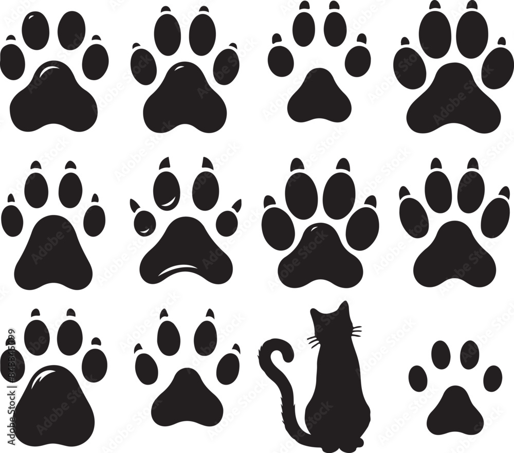set of cats and dog silhouettes set of cats and dog silhouettes