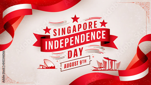 A modern illustration of Singapore National Day celebration social media post background and poster design