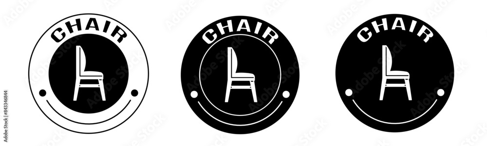 Black and white illustration of chair icon in flat. Stock vector. Black and white illustration of chair icon in flat. Stock vector.