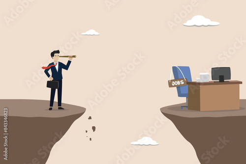 Jobs, searching for jobs, recruitment or opportunity for candidate to finding right work and employer, a man finds a job.